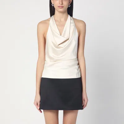 The Andamane Top Ivory With Draped Neckline Women In Beige