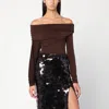 The Andamane Top With Bare Shoulders In Brown Jersey In Brown