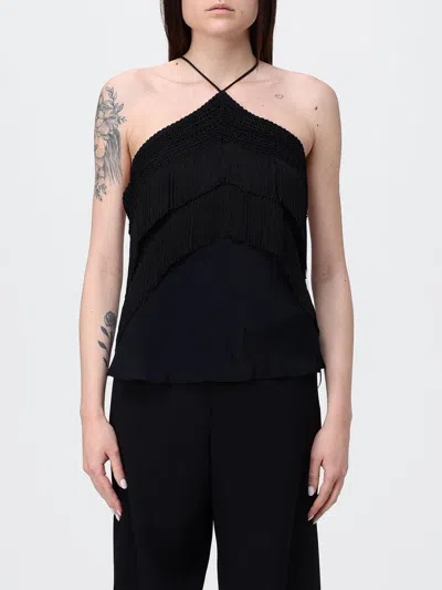 The Andamane Reina Fringe-trimmed Top In Black