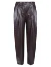 The Andamane Maxi Flare Vegan Leather Trousers In Brown