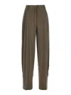 The Andamane Khaki Wide Leg Viscose Trousers With Front Pleats In Green