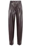 The Andamane Maxi Flare Vegan Leather Trousers In Brown