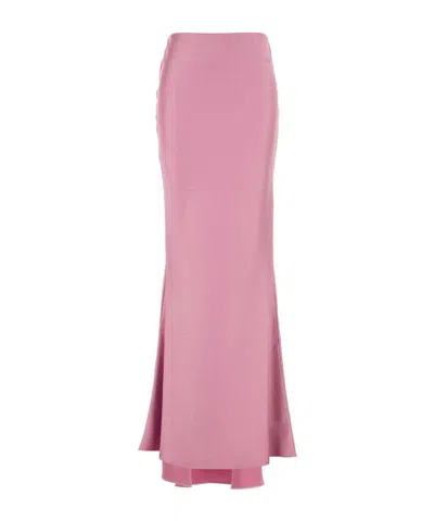 The Andamane Satin Skirt With Flared Hem And High Waist In Pink