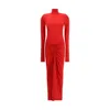 The Andamane Warwick Maxi Turtleneck Maxi Dress In Red