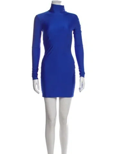 Pre-owned The Andamane Turtleneck Mini Dress In Blue