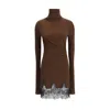 The Andamane Lace-trimmed Turtleneck Mini Dress