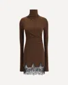 The Andamane Lace-trimmed Turtleneck Mini Dress In Brown