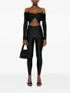 The Andamane Off-the-shoulder Long Sleeve Jumpsuit In Black