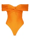 The Andamane Cross-neckline One-piece Swimsuit In Orange