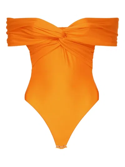 The Andamane Cross-neckline One-piece Swimsuit In Orange