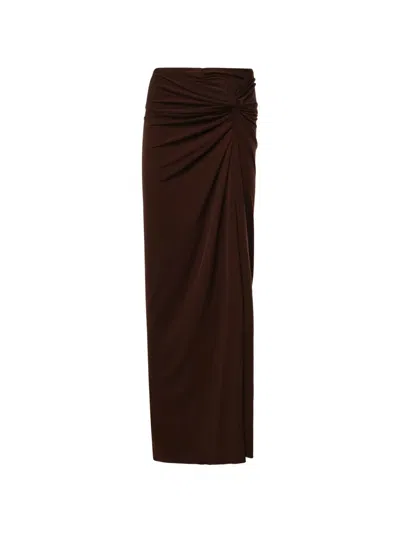 The Andamane Twist-detail Gathered Maxi Skirt In Brown
