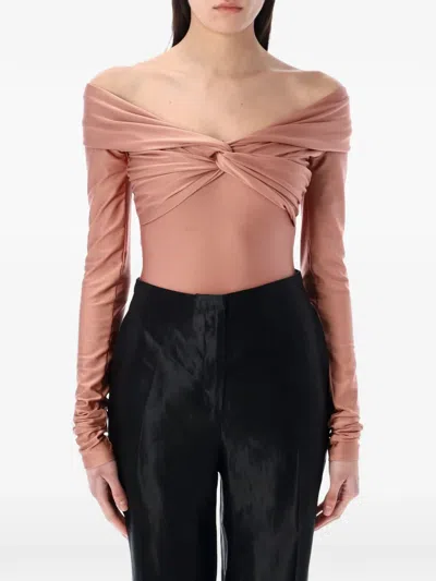 The Andamane Twisted Long-sleeve Bodysuit In Pink