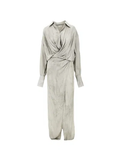 The Andamane Twisted Shirt Dress In Gray