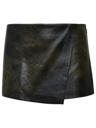 The Andamane Two-tone Polyester Blend Mini Skirt In Black