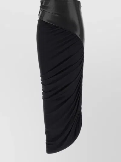 The Andamane Ursula High Waist Ruched Asymmetrical Skirt In Black