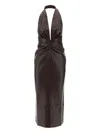 The Andamane Zendaya Dress In Bordeaux Polyester In Brown