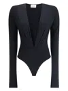The Andamane V-neck Long-sleeve Bodysuit In Black