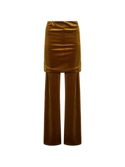 The Andamane Velvet-effect Trousers In Brown