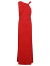 The Andamane Draped One Shoulder Slit In Red