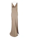 The Andamane Cowl Neck Satin Gown In Multicolor