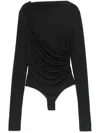 The Andamane Veronica Draped Bodysuit In Black