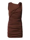 The Andamane Dress With Drape In Brown