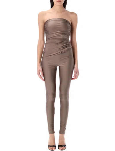 The Andamane Vicky Strapless Jumpsuit In Beige