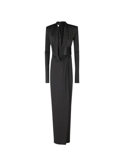 The Andamane Victoria Satin-waistband Draped Maxi Dress In Black
