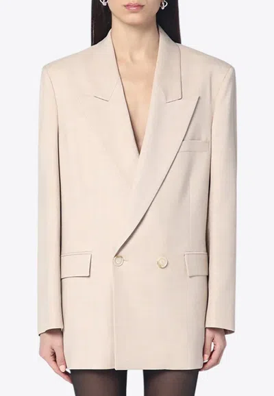 The Andamane Virginia Double-breasted Blazer In Sand