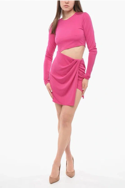 The Andamane Viscose Crewneck Dress With Cut Out Detail In Pink