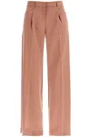 The Andamane Wide-leg Trousers With Front Pleats And Belt Loops In Dark Fard (pink)