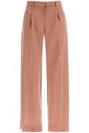 The Andamane Wide-leg Trousers With Front Pleats And Belt Loops In Pink