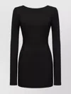 The Andamane Viviana Crew Neck Long Sleeve Open Back Dress In Black