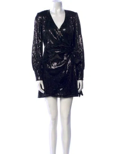 Pre-owned The Andamane V-neck Mini Dress In Black