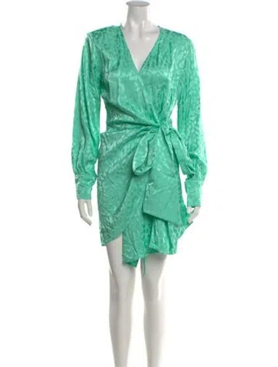 Pre-owned The Andamane V-neck Mini Dress In Green