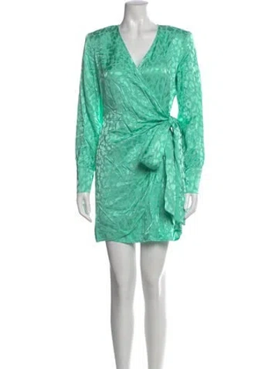 Pre-owned The Andamane V-neck Mini Dress In Green