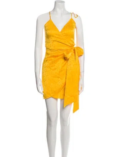 Pre-owned The Andamane V-neck Mini Dress W/ Tags In Yellow