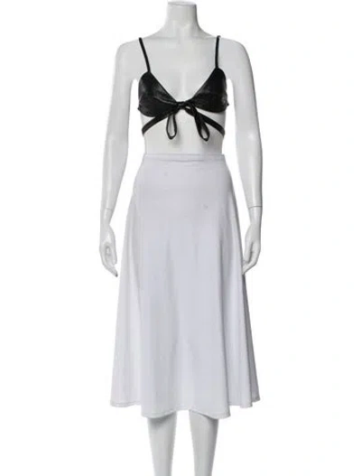 Pre-owned The Andamane V-neck Sleeveless Crop Top In Gray