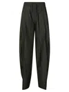 The Andamane Black Pants With Cannon Pleats And Elastic Waist With Drawstring In Cotton Blend Woman In Black