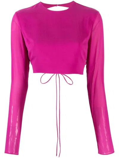 The Andamane Lea Open Back Silk Blouse In Transparent