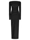 The Andamane Off-the-shoulder Long Sleeve Fitted Jumpsuit In Black