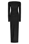The Andamane Off-the-shoulder Long Sleeve Fitted Jumpsuit In Black