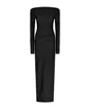 The Andamane Off-the-shoulder Long Sleeve Fitted Jumpsuit In Black