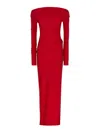 The Andamane Off-the-shoulder Long Sleeve Fitted Jumpsuit In Red