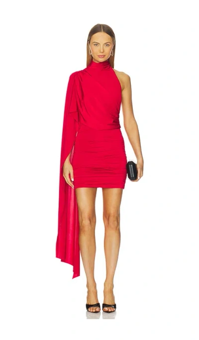 The Andamane Waverly Mini Cape-effect Mini Dress In Red