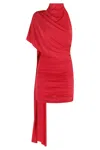 The Andamane Waverly Mini Dress With Elegant Draped Cape In Red
