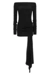 The Andamane Wendell Off-the-shoulder Draped Mini Dress In Black