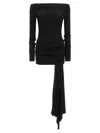 The Andamane Wendell Off-the-shoulder Draped Mini Dress In Black