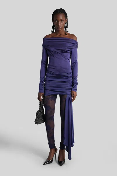 The Andamane Wendell Mini Dress In Blue Acetate