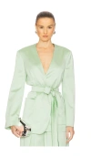The Andamane Wes Collarless Blazer In Green